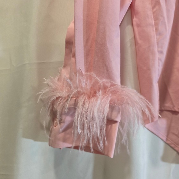 Crown Ivy Pink Feather Cuff Button Up Shirt Womens Size Medium - Picture 3 of 6